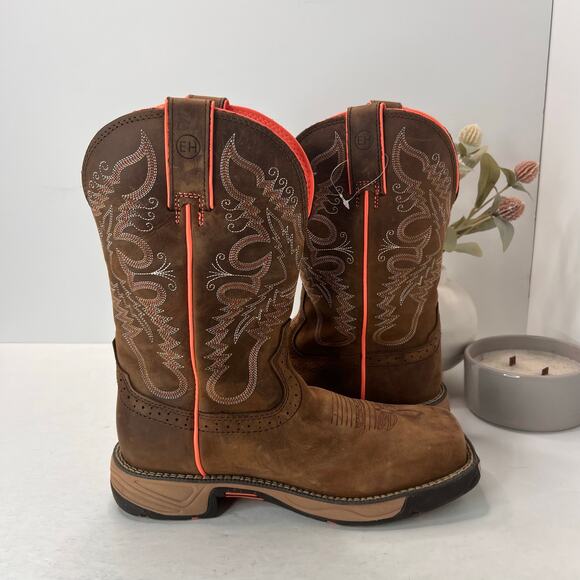 Justin Stampede Rush Waterproof Composite Safety Toe Boots Brown Women 7.5B - Picture 7 of 9